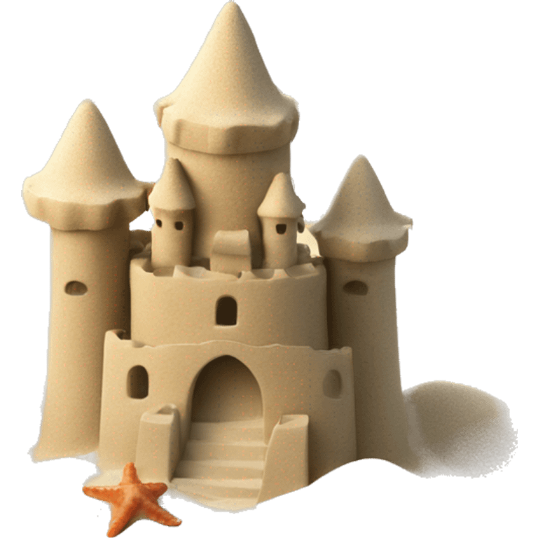 Beautiful sand castle with star fish emoji