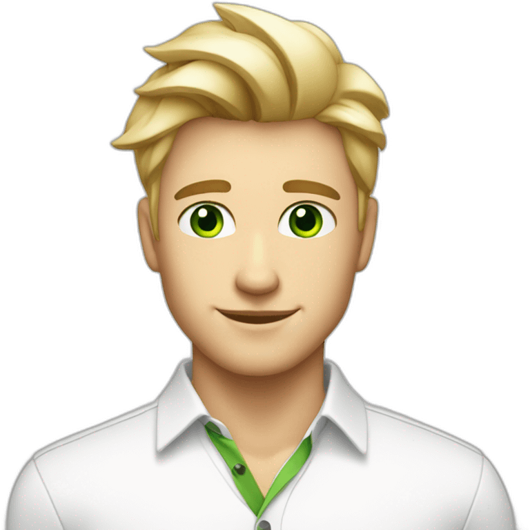 Handsome like a model blonde green eyed guy hot in white shirt emoji