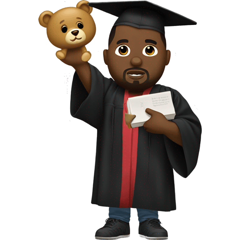 Kanye West holding the graduation bear emoji