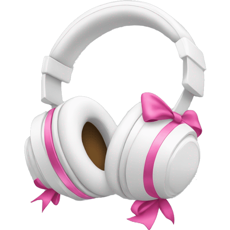 White headphones with pink bow emoji