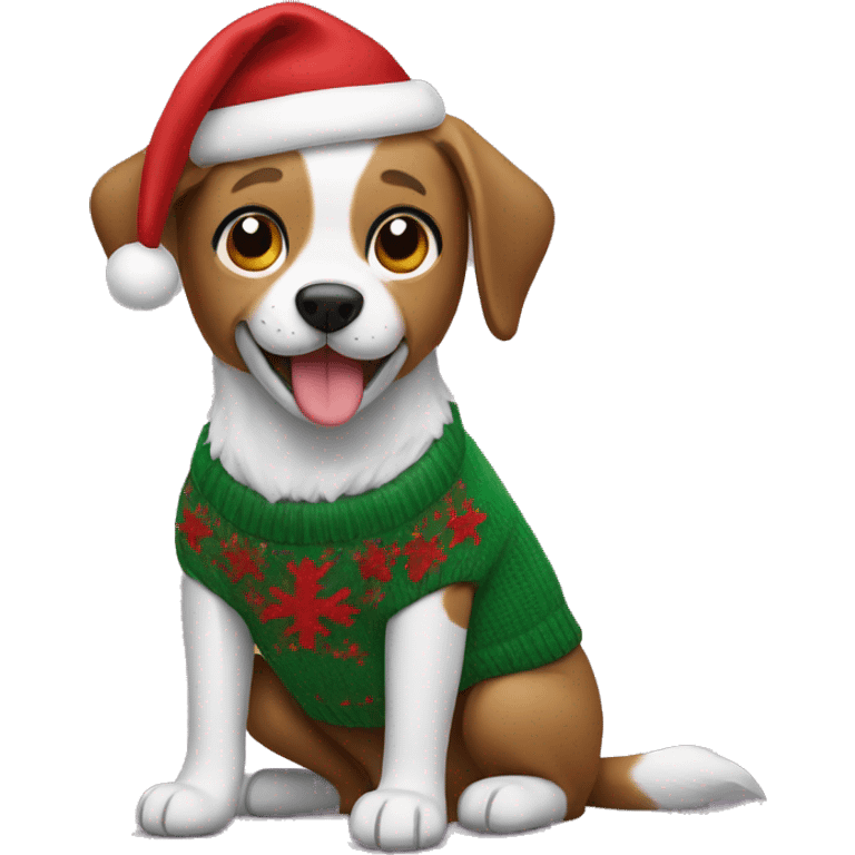 Dog with Christmas sweater  emoji