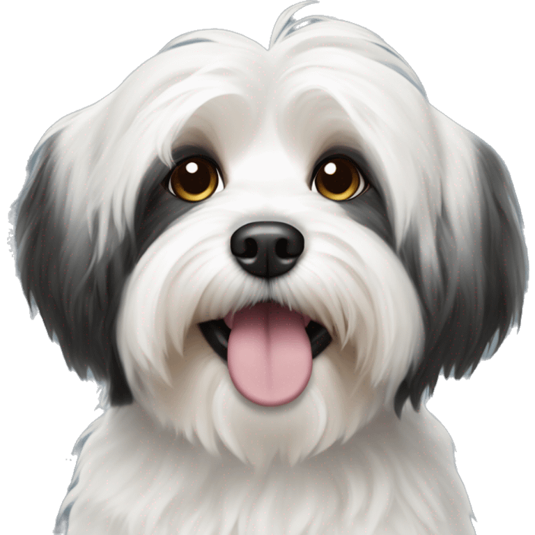 Black and white Havanese dog emoji