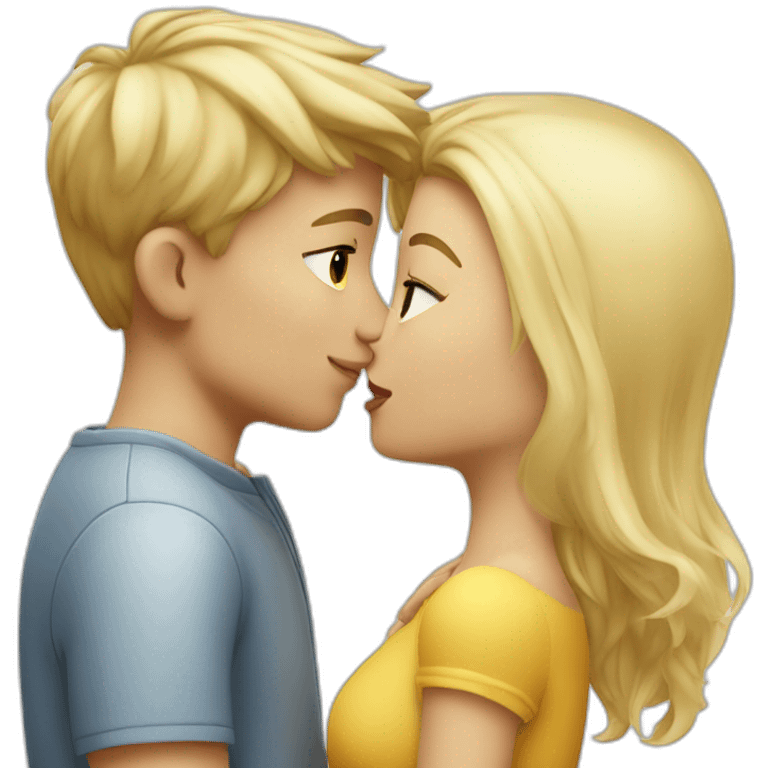 a blonde girl kissing blond europeen boy emoji