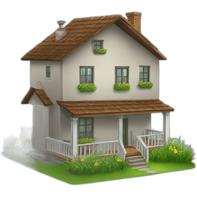 house with a balcony with grass emoji