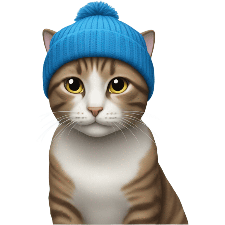 Cat wearing a blue beanie  emoji