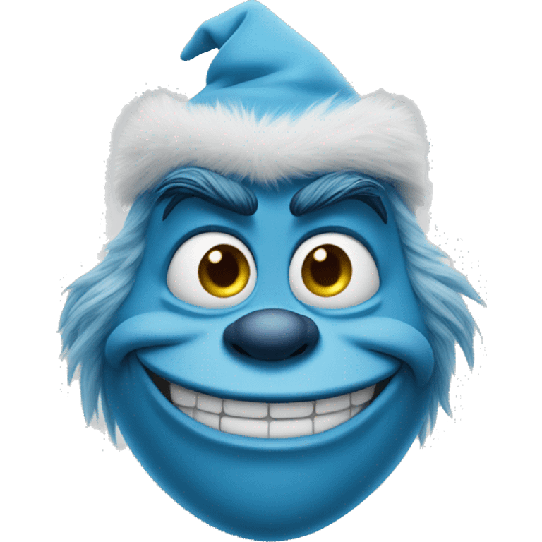 blue grinch smirking emoji