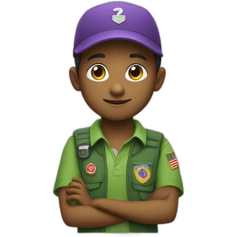 scout kid with a purple scout scarf and a green polo shirt emoji