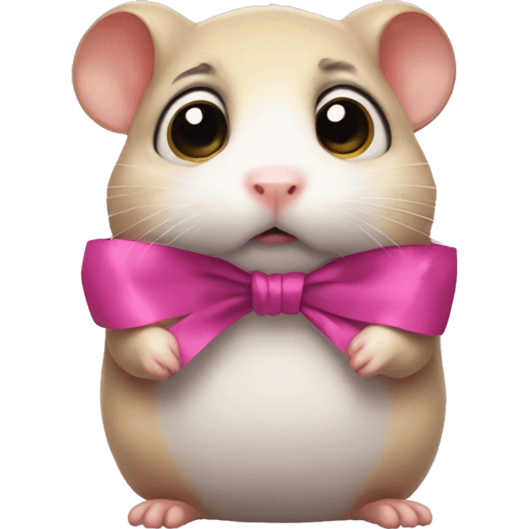 Sad hamster huge eyes and a ribbon emoji