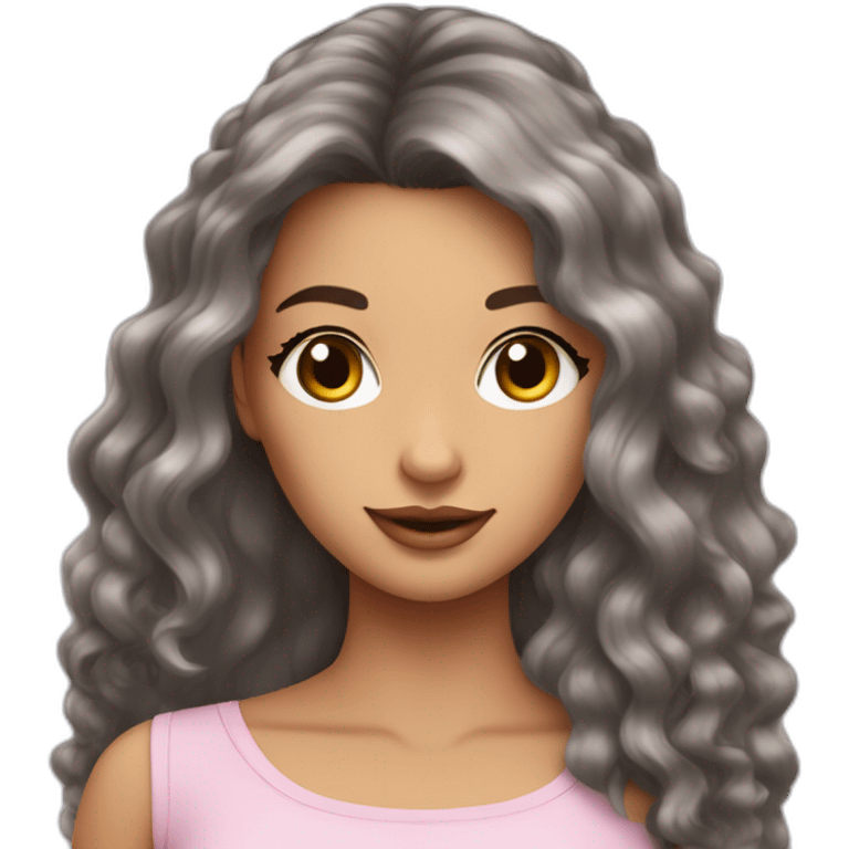 lola cheuveux brun long lise avec des cils et une peaux claire emoji