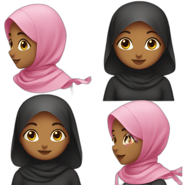 Cute black hijabi with pink ribbon emoji