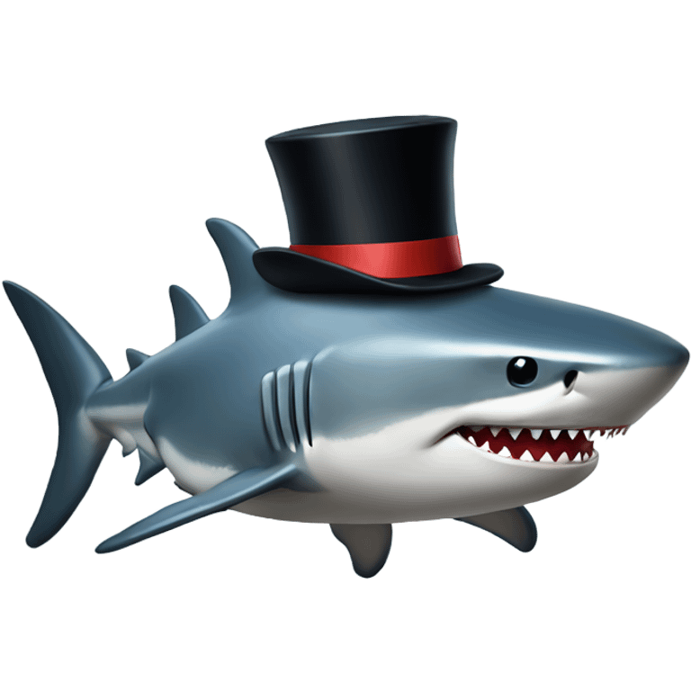 Shark with a top hat emoji