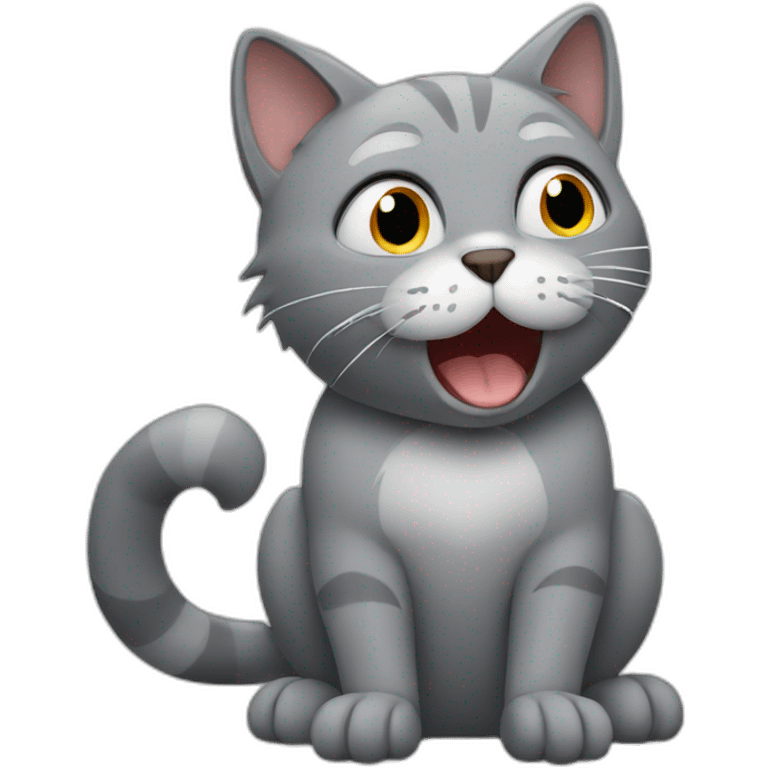 A grey cat throwing up emoji