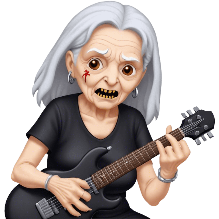 Old lady playing death metal music emoji