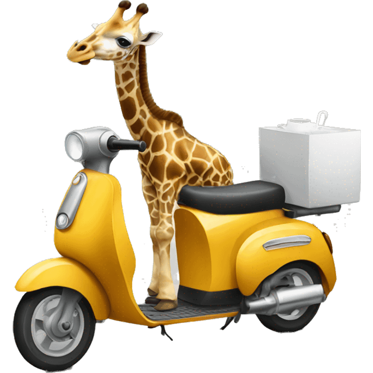 Giraffe on scooter drinking coffee emoji