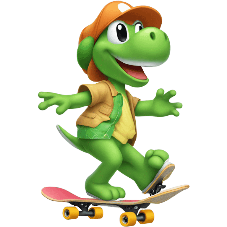 yoshi new year skate boarding emoji