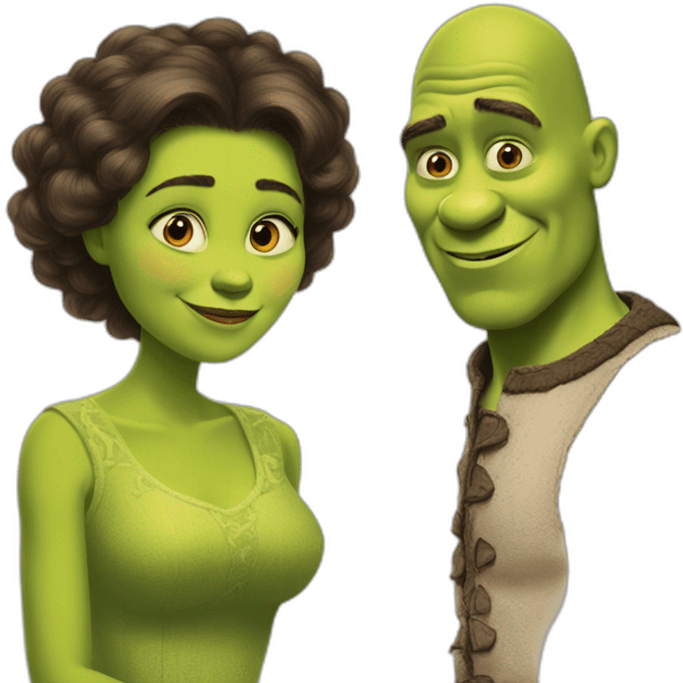 Homme et femme qui regarde shrek emoji