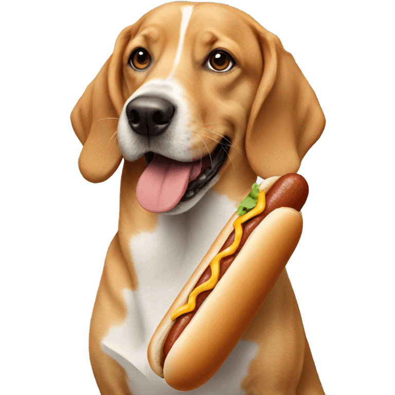 dog eating a hotdog  emoji