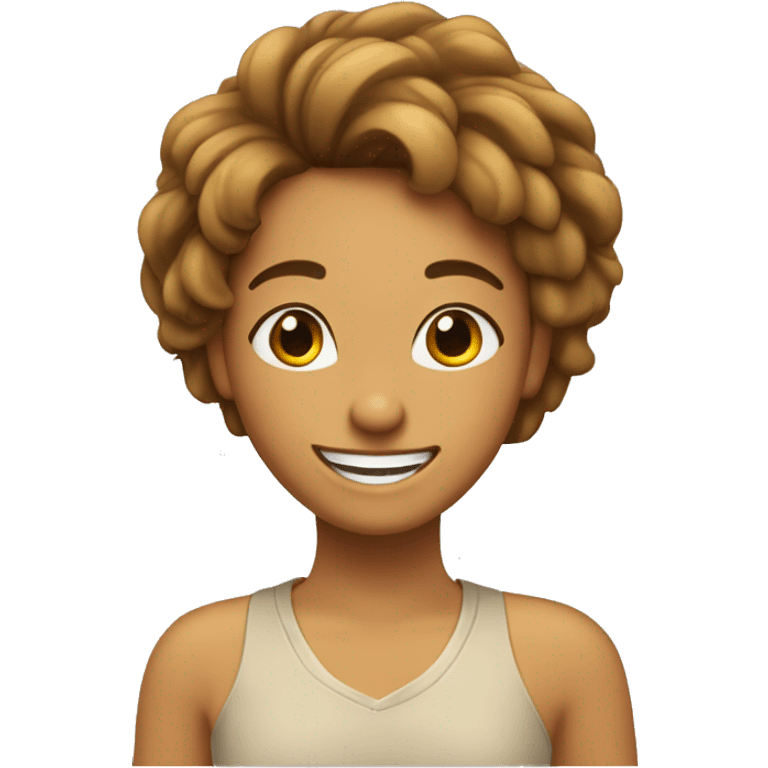 Chica con pelo marrón claro sonriendo  emoji