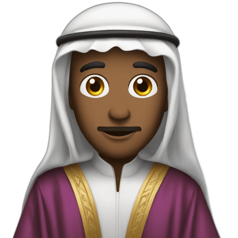 Car racist with full head helmet and Arabian shaikh robe emoji