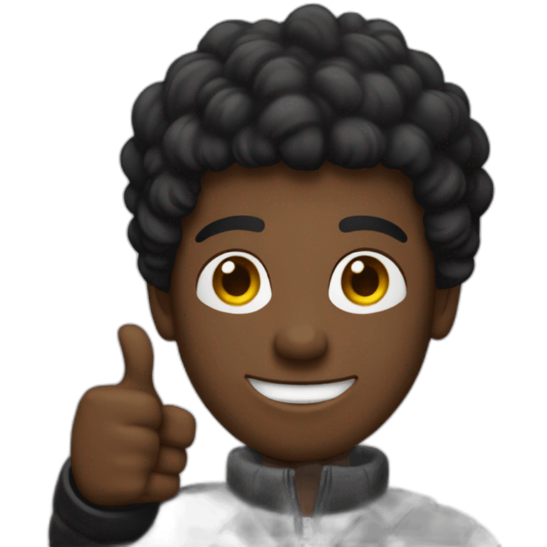 Black Guy wearing black puffer throwing a thumbs up  emoji