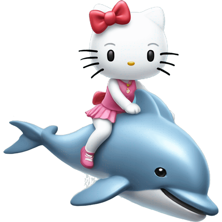 Hello kitty riding dolphin emoji