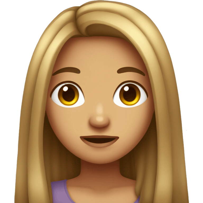 Tan girl cute with long hair and sick  emoji