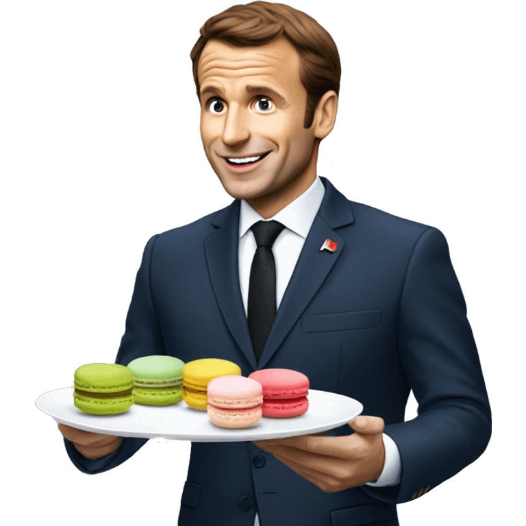 Macron qui mange un macaron emoji