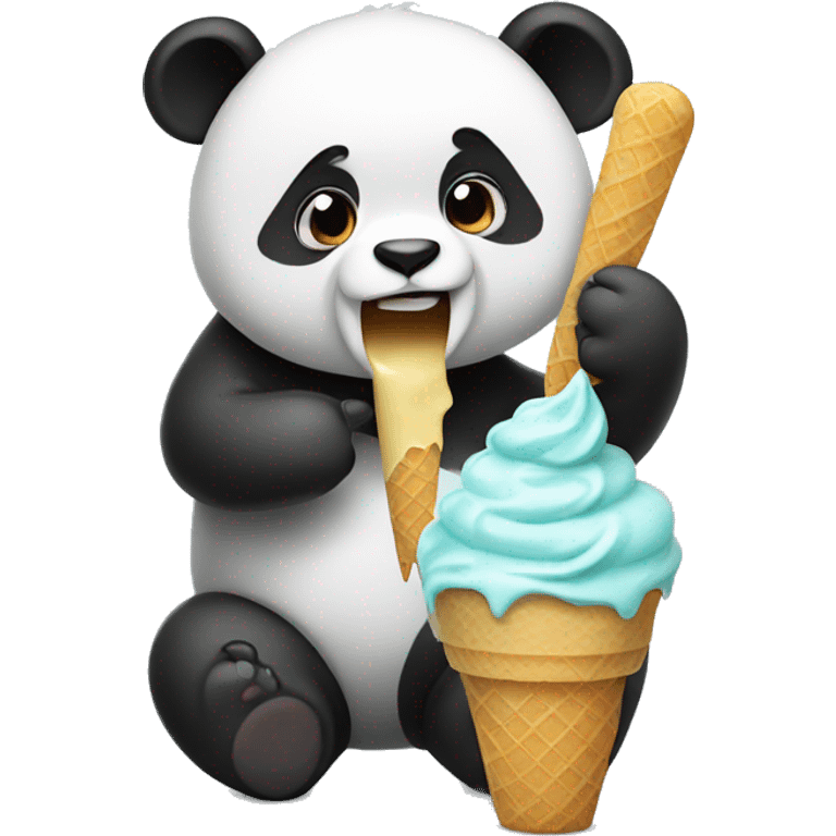 Panda eating ice cream emoji