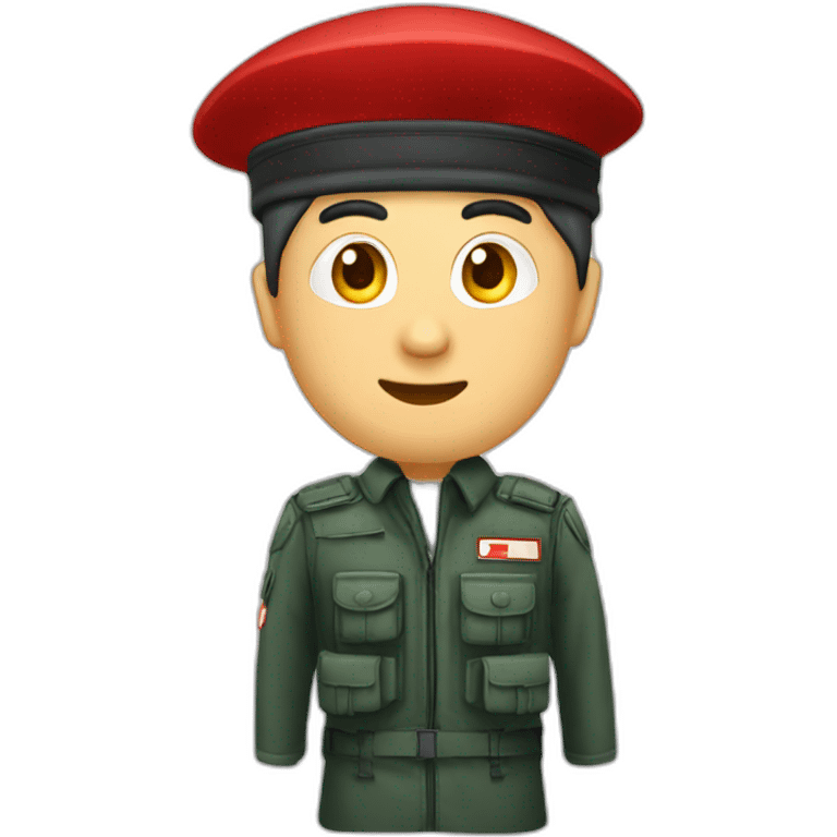 red parachutist beret on side with head emojis sign emoji