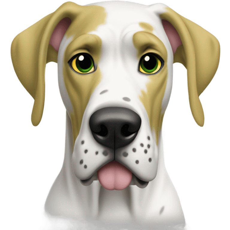 White Great Dane with Cropped Ears Greenbay Packer fan  emoji