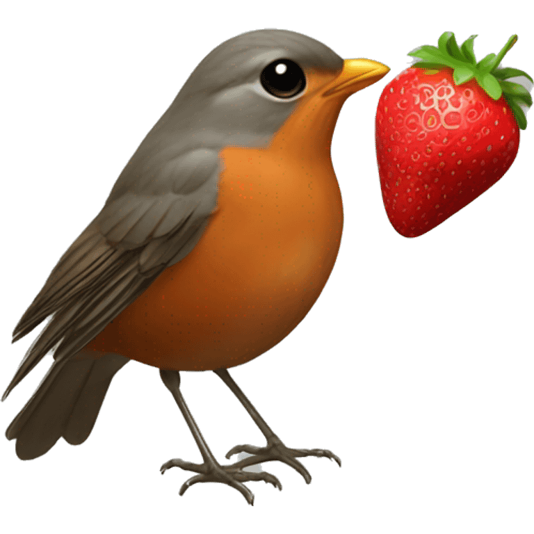 Robin eating a strawberry emoji