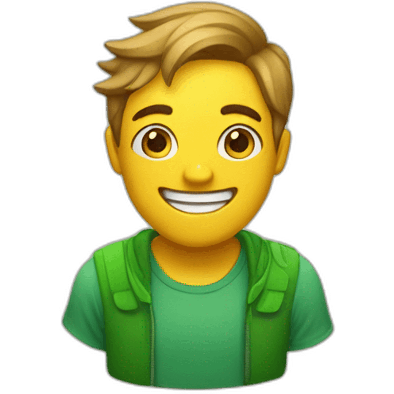 una cara de emoticono sonriente verde emoji