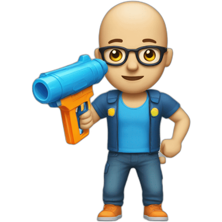 bald man water gun emoji