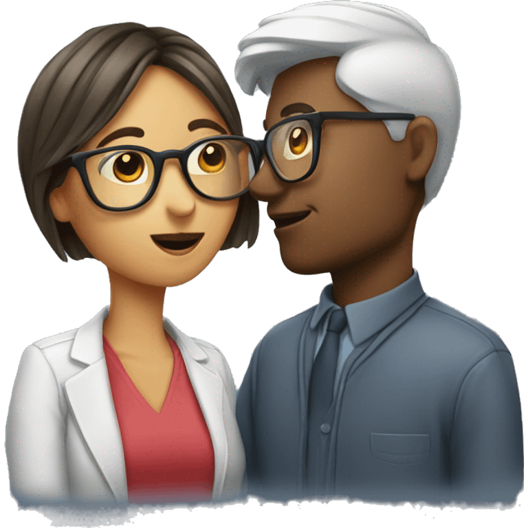 Couple with glasses kissing emoji