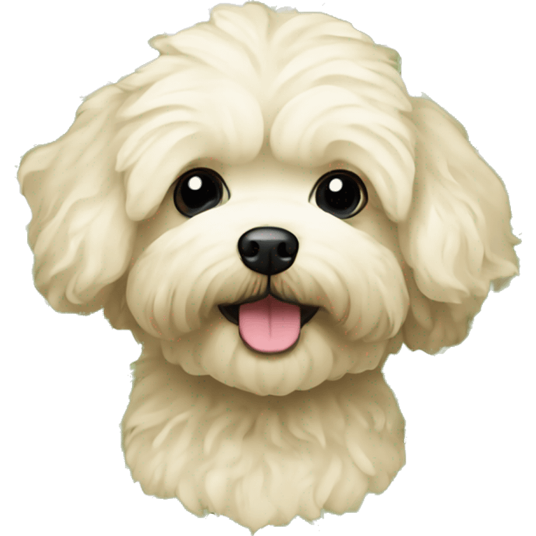 Maltipoo head with green plants behind the head emoji