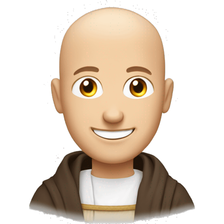 Happy white middle age male human frier monk with buzz cut  emoji