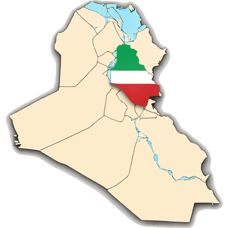 Iraq map with kuwait  emoji