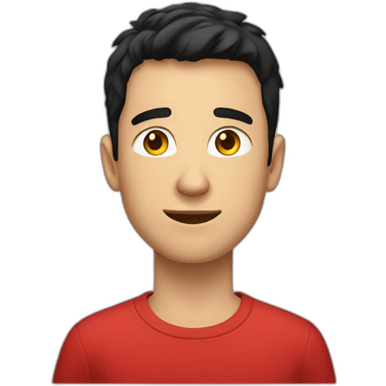 young white man with black hair wearing red tshirt emoji