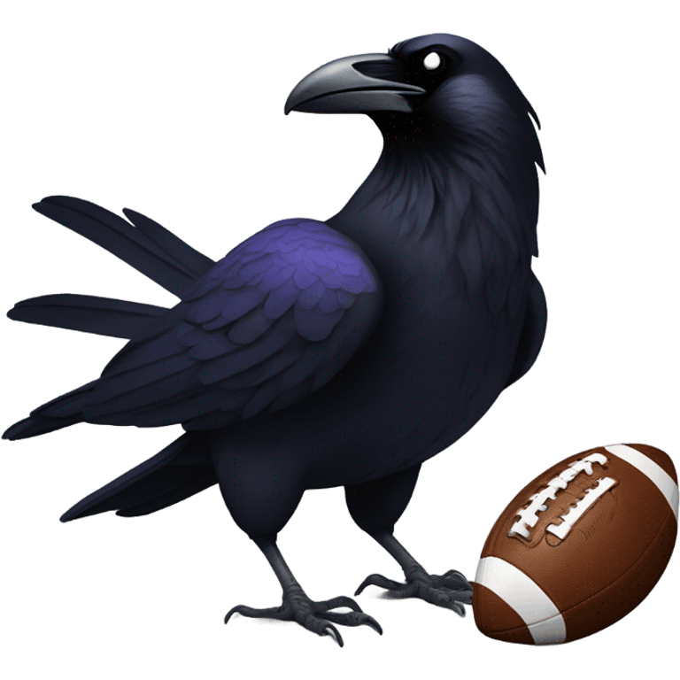 A raven carrying a football emoji