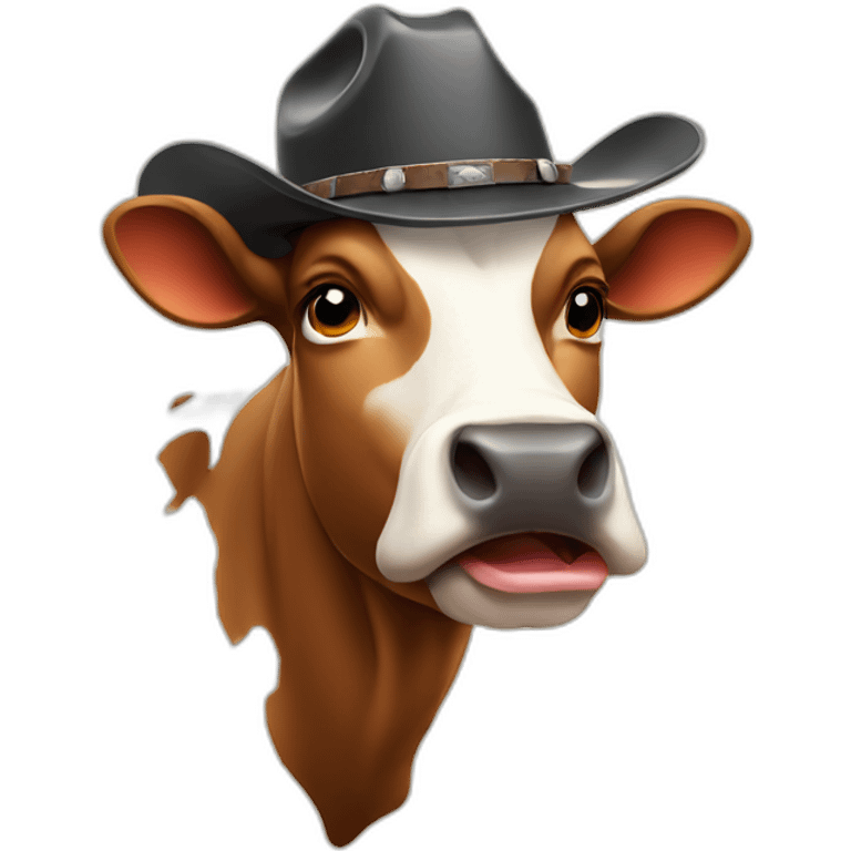 Cow wearing a cowboy hat emoji