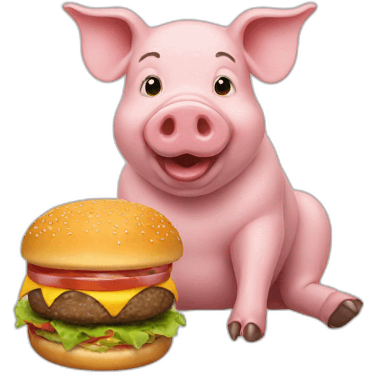 Pig eat burger emoji