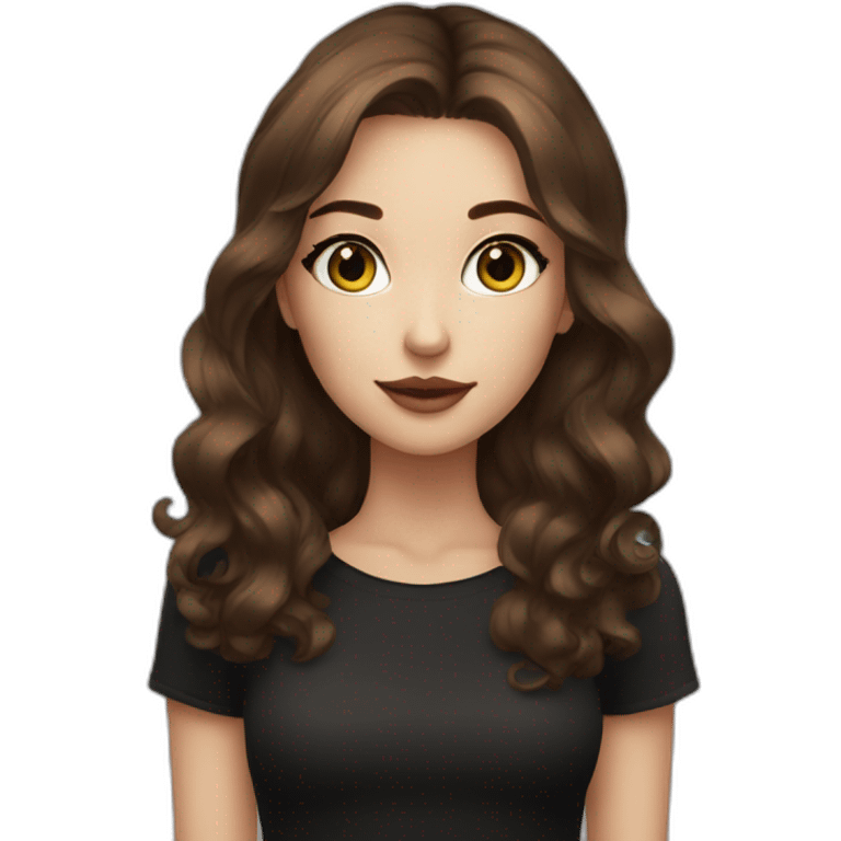 pretty girl brown hair makeup with black cat emoji