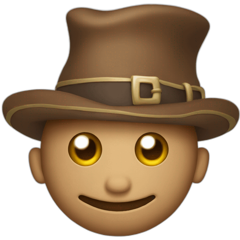 Brown Magic hat with mouth and eyes emoji