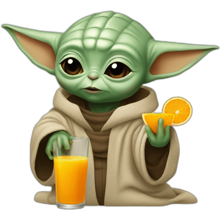 baby yoda drinking orange juice emoji