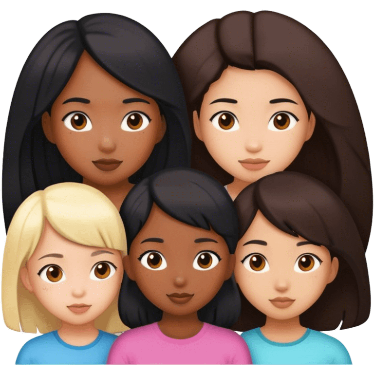 5 girls, one black girl, four Asian girls  emoji