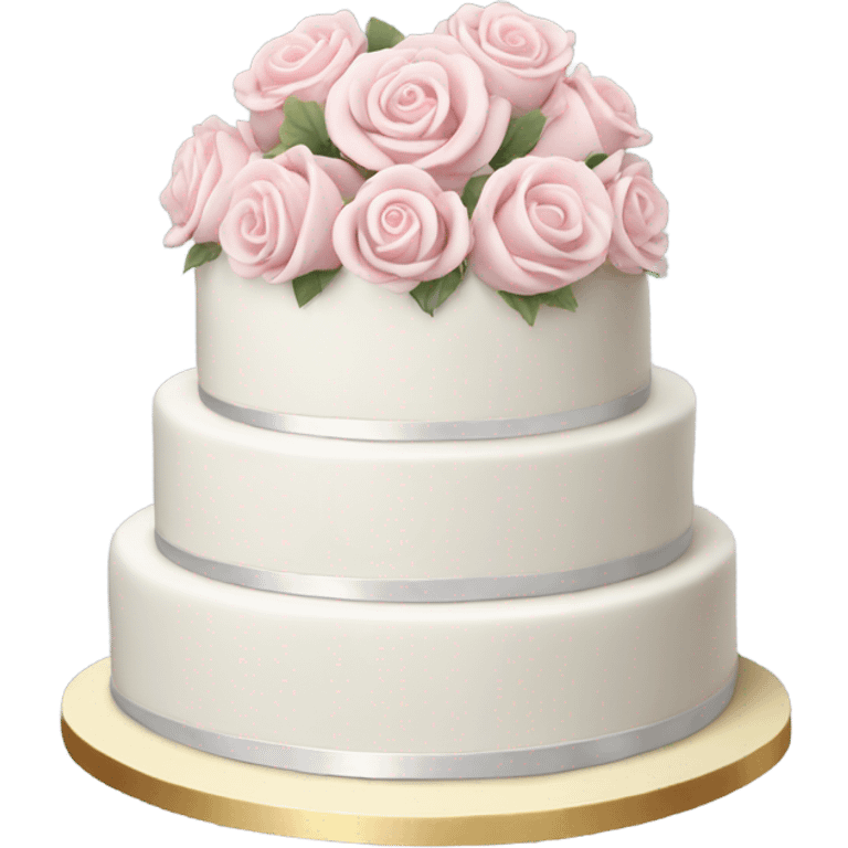 Fancy white wedding cake with light pink roses realistic  emoji