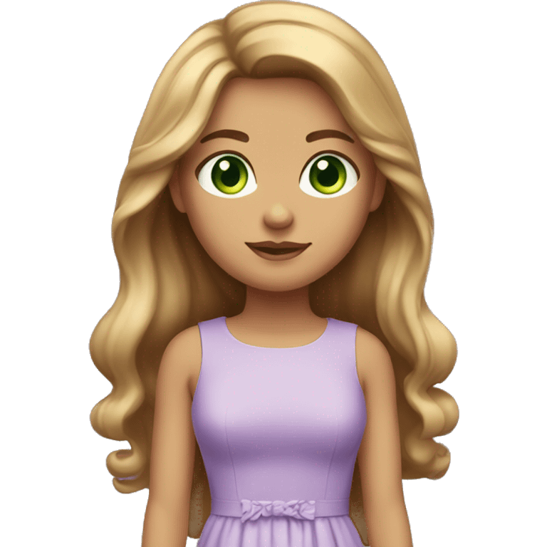 golden brown straight hair green eyes lilac dress emoji