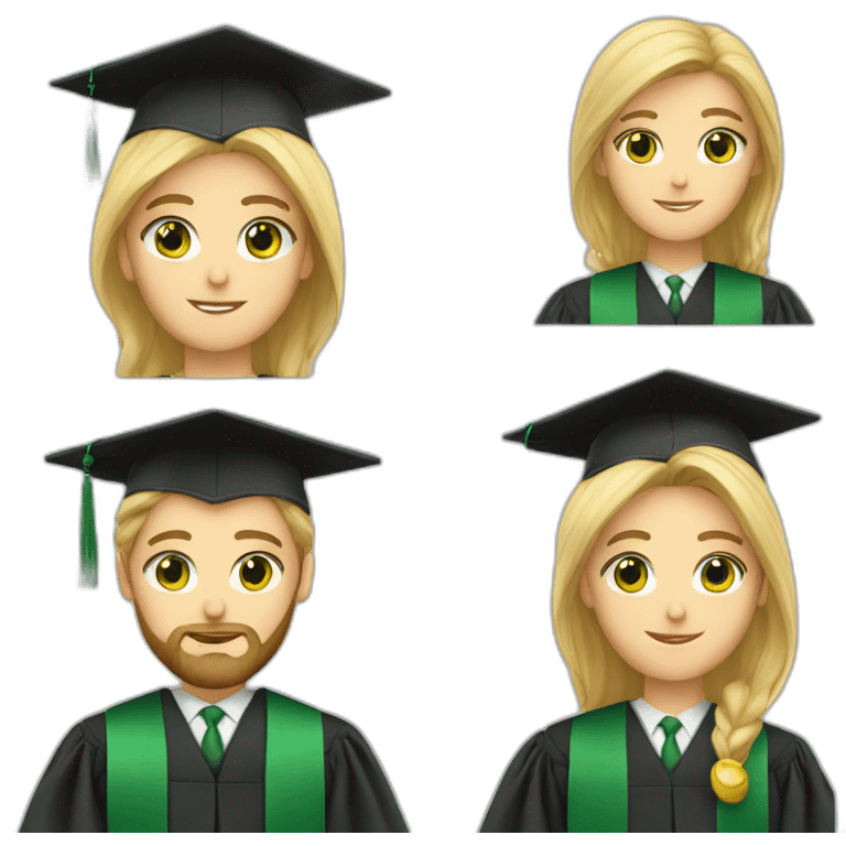 blonde bearded green eyed male teacher wearing a graduation hat emoji