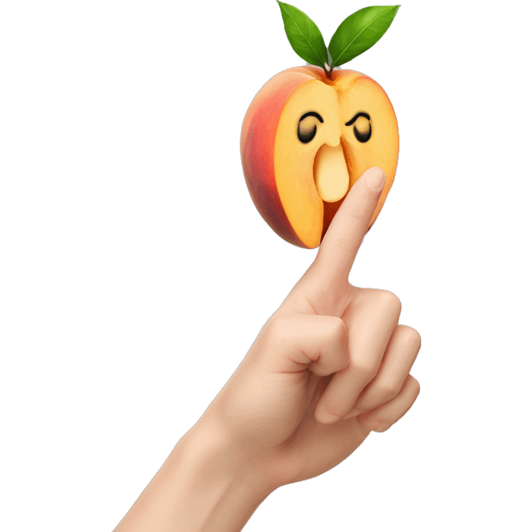 fingers inside of a peach fruit emoji