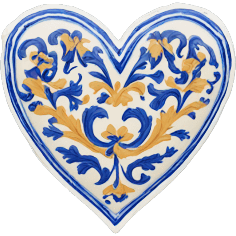 Heart with blue deruta pattern emoji